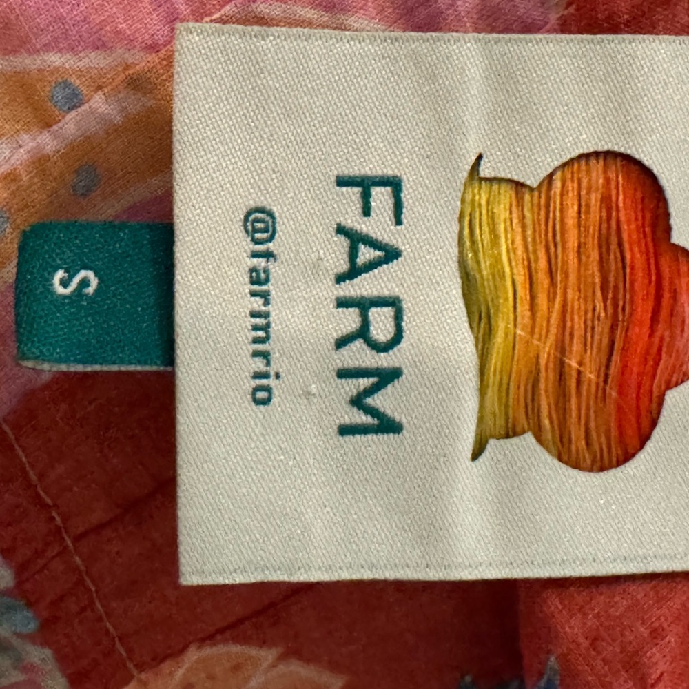 FARM Rio Red Pink Orange Floral Ruffled Button-Front Blouse - Picture 11 of 11